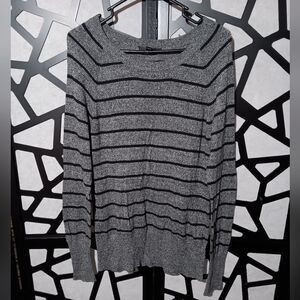 Mossimo - Knitted Long-sleeve Shirt w/ Horizontal Stripes - Gray, Black - L/G